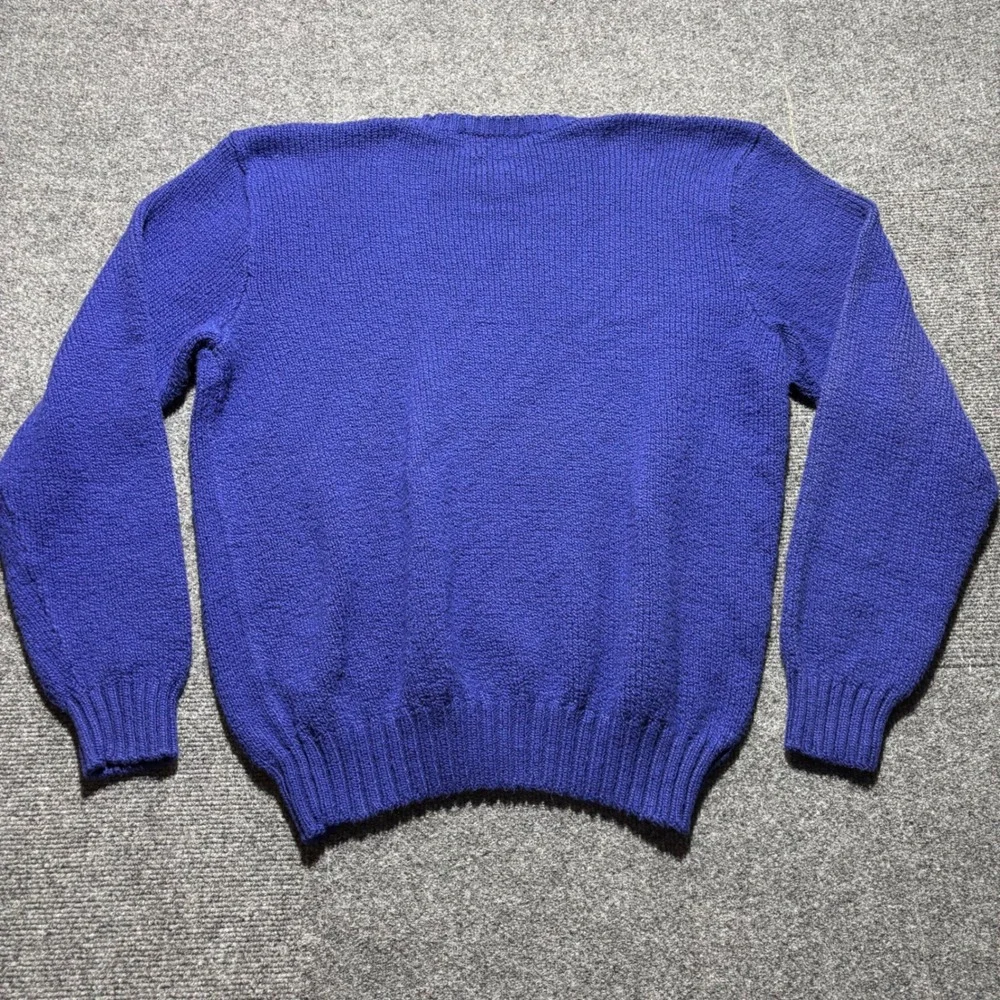 Polo Ralph Lauren Mens XL Royal Blue Cotton Knit Crewneck Sweater Red Pony Logo